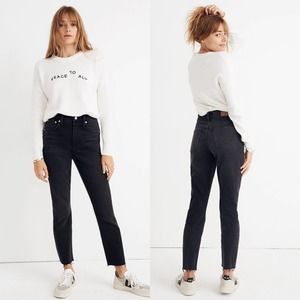 MADEWELL The High-Rise Slim Boyjean in Lunar Wash Size 23, black